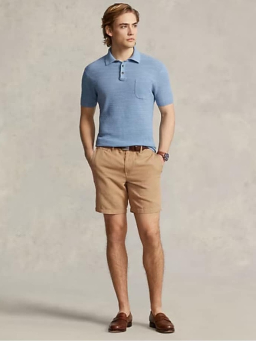 Polo Ralph Lauren Mens 8-Inch Straight Fit Shorts Linen-Blend Luxury Tan Size 40